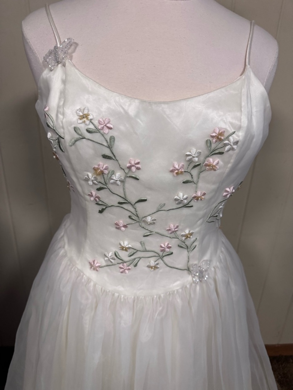 Vintage Scott McClintock White Floral Embroidered Dress | Romantic Cottagecore